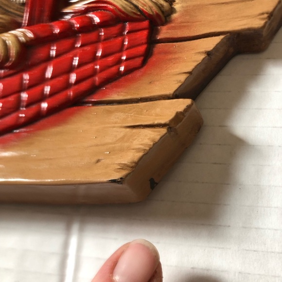 Vtg 70s Girl Spinning Yarn Wall Art - Picture 14 of 15